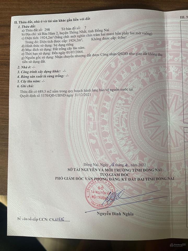 $$$ bán đất đường bê tông 4m, khu dân cư hiện hữu, (xã bàu hàm 2 cũ) h. thống nhất, đn, (2.000m2)