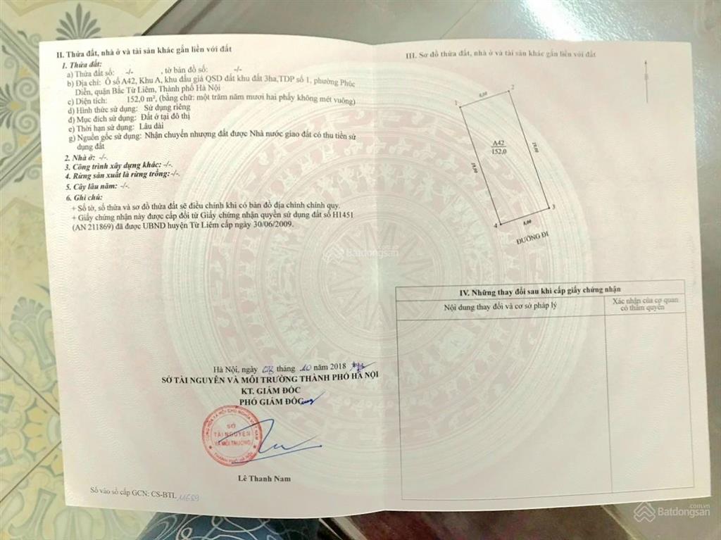 Bán đất chính chủ đấu giá 3ha phúc diễn, bắc từ liêm, hà nội