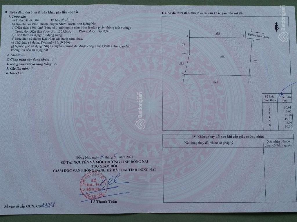 Giảm giá bán 2 lô đất vĩnh thanh nhơn trạch đồng nai