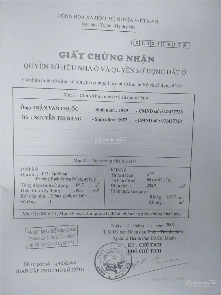 Chính chủ gửi bán lô đất mặt tiền đường nguyễn văn giáp và 42 p. bình trưng đông, q2, tp thủ đức