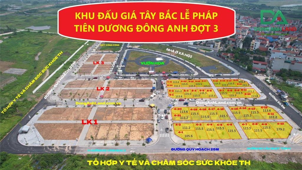 Đất đấu giá tây bắc lễ pháp, tiên dương, đông anh