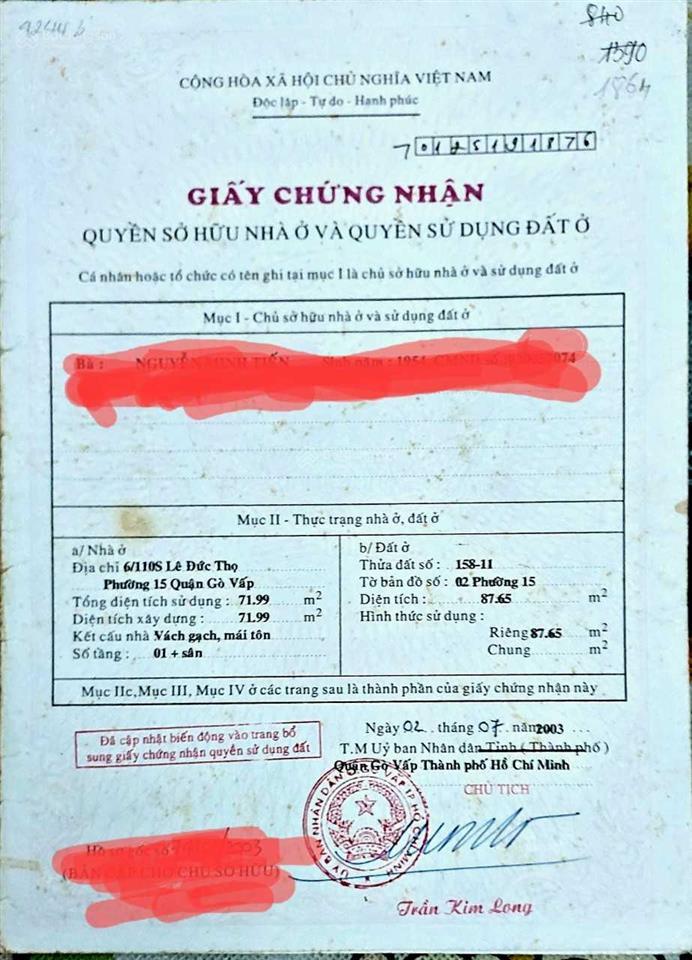 Bán nhà 736/137/22 lê đức thọ, phường 15, quận gò vấp, tp hcm, o36 95o 6369