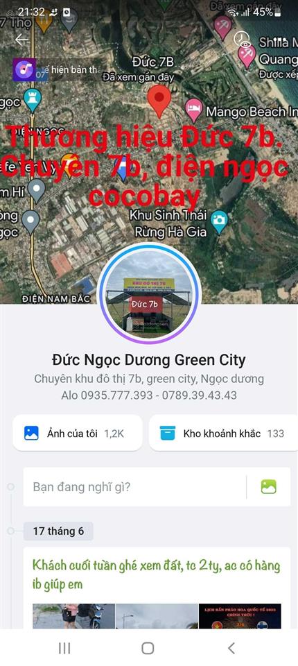 Chính chủ cần bán kđt 7b điện ngọc gần cocobay, cạnh đất quảng riverside