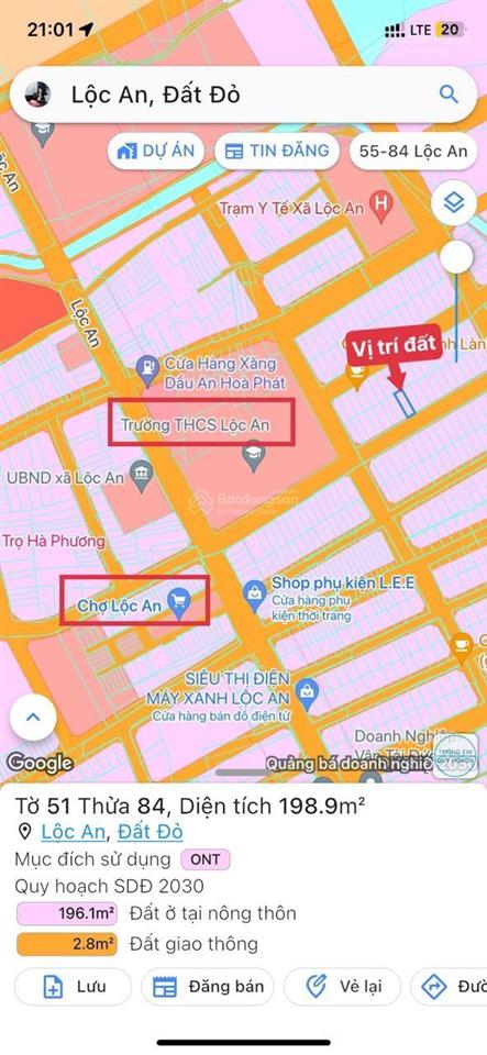 Lô góc siêu đẹp trong khu tái định cư lộc an, 2 mặt tiền đường đều rộng 15m, cách chợ lộc an 500m