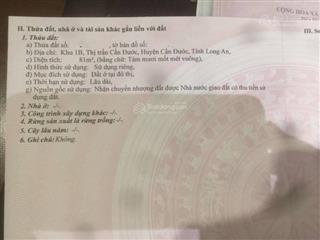 Chính chủ cần bán gấp đất nền đã có sổ hồng riêng, khu dân cư 1b thị trấn cần đước, long an