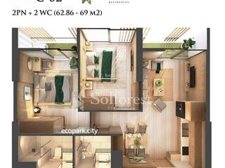 Bán 2pn 2wc 63m2 sol forest hàng siêu đẹp, ban công view đảo. giá bán 3,1 tỷ,  0948 014 ***