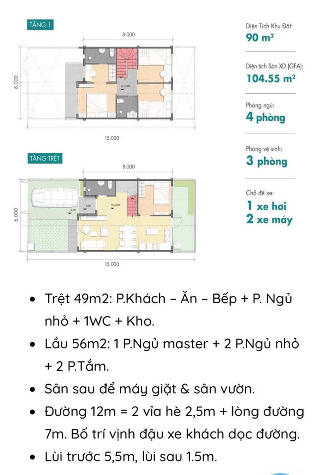Chuyển nhượng nhà phố 1 trệt 1 lầu, dt 90m2, giá 4.1tỷ (full sổ) vị trí đẹp.  0906 499 ***