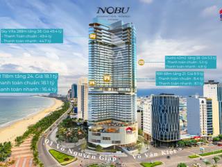 1pn nobu đà nẵng giá 5.3 tỷ. bán căn 1pn nobu 38m2. thanh toán giãn đến 2027. sở hữu với 530tr