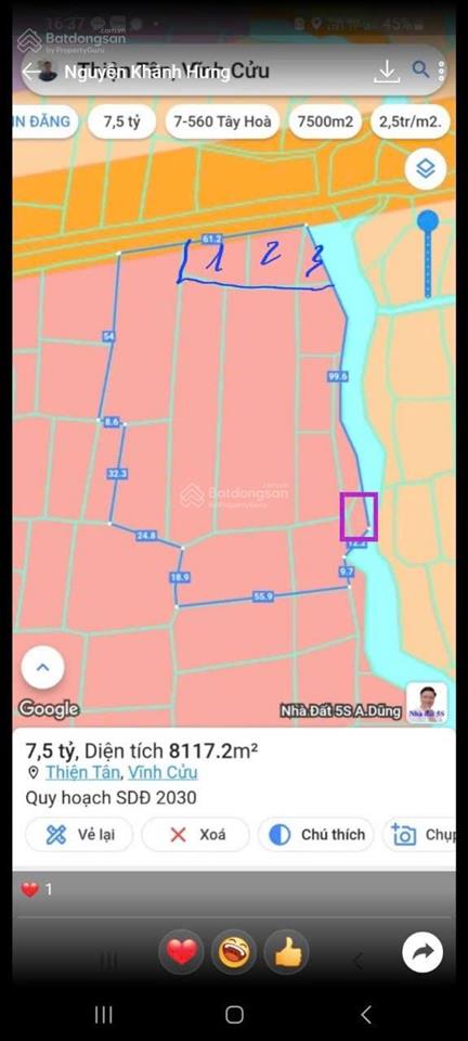 Bán 7 sào đất đường sở quýt, thiện tân, vĩnh cửu, đồng nai giá mềm tiện làm kho bãi