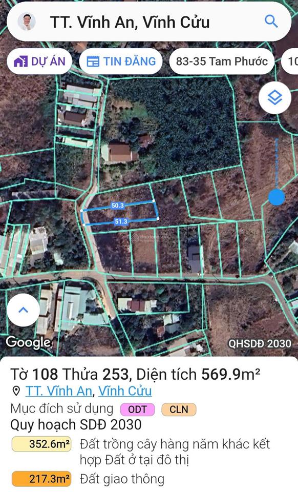 Bán đất 2 mặt đường có thổ cư ở vĩnh an, vĩnh cửu, đồng nai