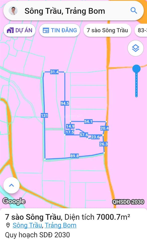 Bán 7 sào đất sông trầu, trảng bom, đồng nai (quy hoạch đất ở, gần đường trảng bom  thanh bình)