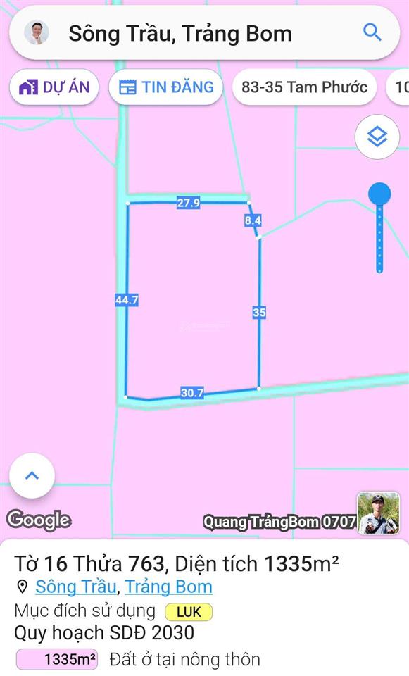 Bán 7 sào đất sông trầu, trảng bom, đồng nai (quy hoạch đất ở, gần đường trảng bom  thanh bình)