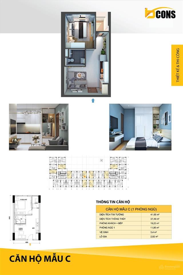 Bán nhanh căn 1pn 1wc 41,6m2 bcons miền đông giá công khai 1,6 tỷ bao sang tên sổ hồng