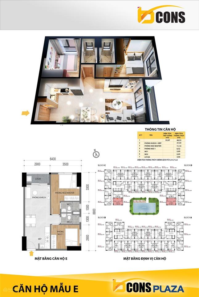 Bán căn 2 phòng ngủ 2wc bcons plaza view ngoại khu nhìn về hồ đá và sg landmark 81 giá chỉ 2tỷ37