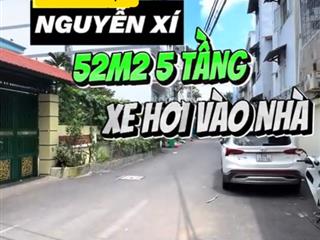 Chủ hạ từ 2,7 tỷ còn 2 tỷ 480. bán nhà 52m2 hẻm 7m gần vincom nguyễn xí. xây 1 trệt 4 lầu,sổ riêng