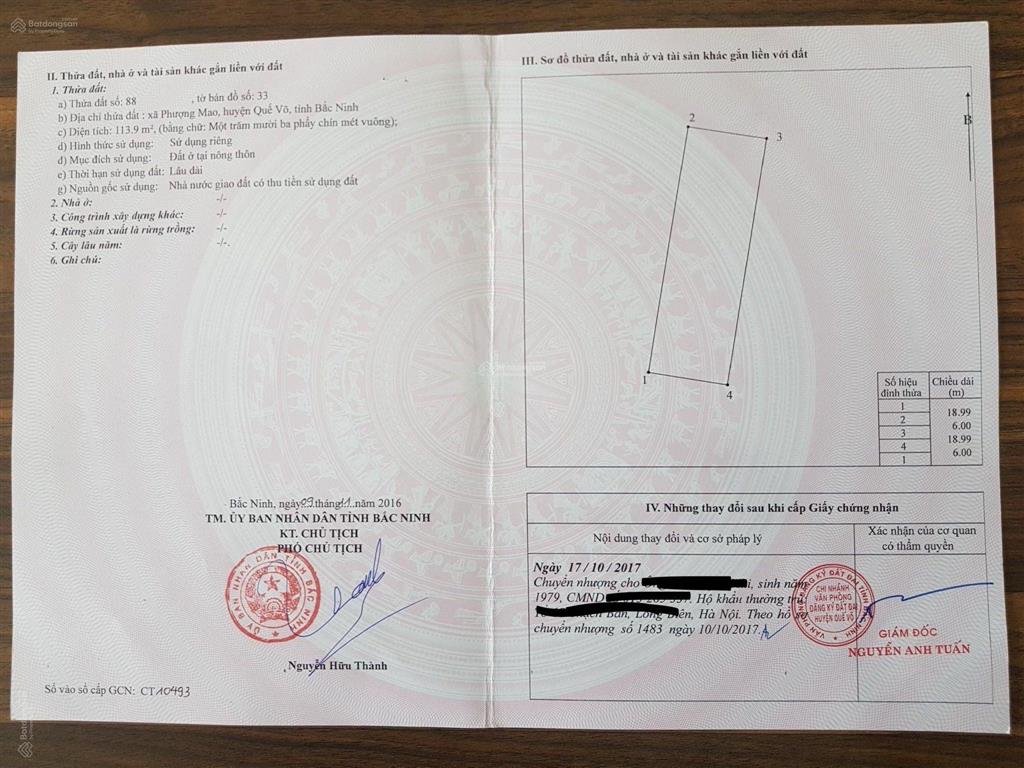 Cần bán gấp lô đất liền kề kđt mới quế võ, giá 50 triệu/m2