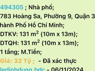 Bán nhà ngộp bank mặt tiền đường hoàng sa  dt sàn131m2  dt sử dụng 365m2  giá 32 tỷ