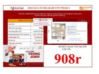 Sàn nam long nhận booking căn hộ akari city phase 2 chỉ 30tr/suất  mở bán ngày 14/4/2024