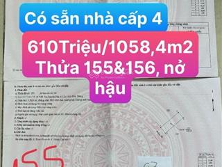 Bán đất thổ cư view hồ thôn 10 đắk sin có nhà cấp 4 sửa lại ở được, 610 triệu/1058,4m2