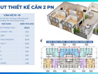 Bán căn 2pn tránh nghĩa trang tại khai sơn 89.5m2, 2pn  2wc, tầng trung view sông, giá 5 tỷ