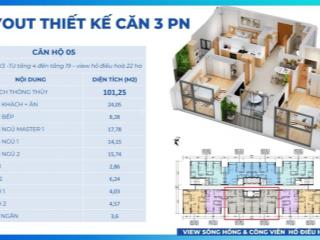 Chính chủ báo lỗ cần bán căn 3pn  101m2 tại khai sơn tầng trung đẹp, view hồ, giá 5.7x