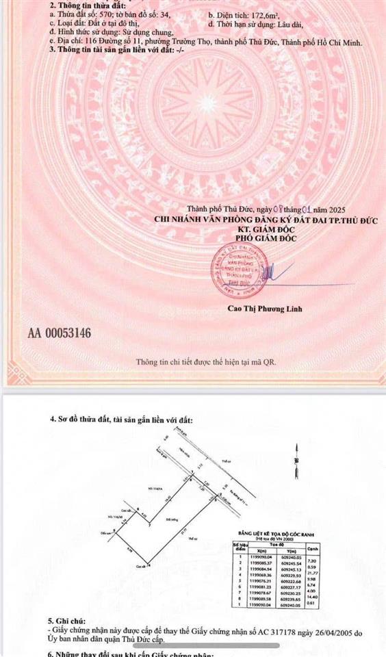 Bán lô đất đẹp đường ô tô phường trường thọ tp thủ đức 172,6m2 ngang 7,2m nở hậu 9,98m