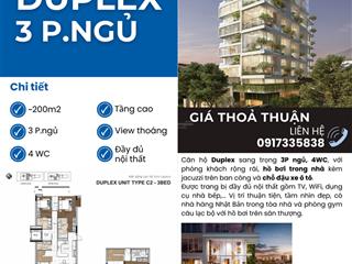 Chính chủ bán gấp căn hộ cao cấp duplex 200m2 3pn 4wc tại serenity sky villas quận 3