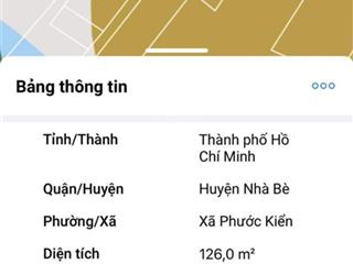 126m2 lô đất 2 mt hẻm 1419 lê văn lương, xã phước kiển, nhà bè. kế bên dự án gs metro city