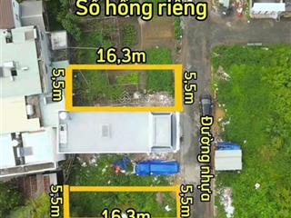 Bán gấp 3 lô đất thổ cư sổ hồng riêng, phường hoá an, biên hoà. dt5,5x16,3=89,65m2. giá 2tỷ 6