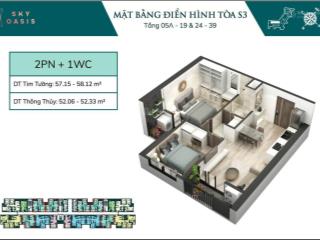 Bán căn hộ skyoasis 52m2.full nội thất.tầng trung.giá bán 2.460tr. 0969 695 ***