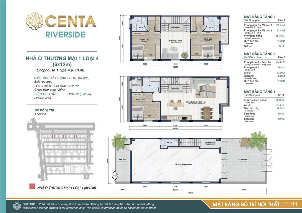 Shophouse mặt tiền to rộng 6m, cho thuê 120m2 centa riverside từ sơn 8 tỷ 0966 228 ***