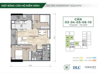 Bán cắt lỗ căn 2pn chung cư harmony square. giá 3,3x full nội thất