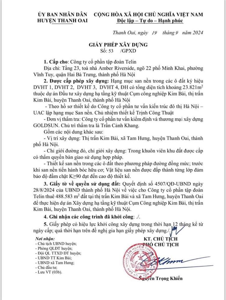 Bán suất ngoại giao cụm công nghiệp kim bài  telin park giá đầu tư