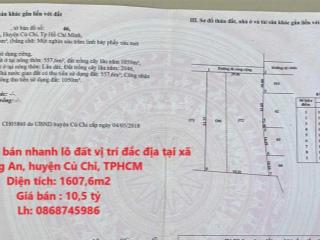 Chính chủ cần bán nhanh lô đất vị trí đắc địa tại huyện củ chi, tphcm