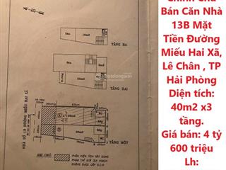 Chính chủ bán căn nhà 13b mặt tiền đường miếu hai xã, lê chân , tp hải phòng