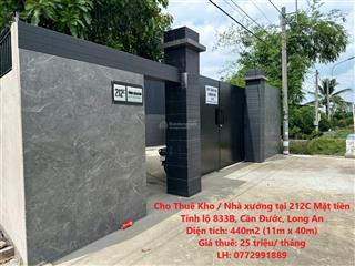 Cho thuê kho / nhà xưởng tại 212c mặt tiền tỉnh lộ 833b, cần đước, long an