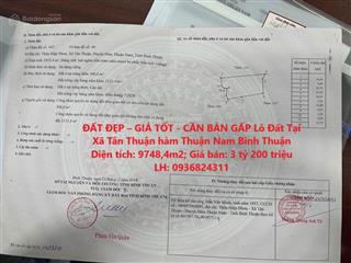 Đất đẹp  giá tốt  cần bán gấp lô đất tại xã tân thuận hàm thuận nam bình thuận