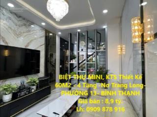 Biệt thự mini, kts thiết kế 60m2  4 tầng nơ trang longphường 13 bình thạnh