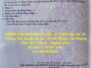 Chính chủ cần bán lô đất vị trí đắc địa tại xã trường thọ, huyện an lão, tp hải phòng hải phòng