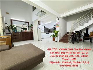 Giá tốt  chính chủ cần bán nhanh căn nhà đẹp vị trí tại quận bình thạnh, tp hcm