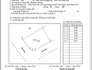 Chỉ với 2 tỷ có ngay lô góc 50m2 ngã tư đường thông, trục chính thôn mặt tiền 6m tại văn giang