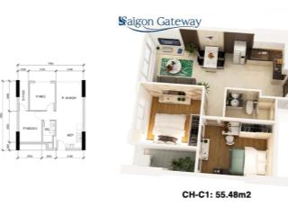 Cho thuê căn hộ tại sài gòn gateway, giá 8 triệu vnd, diện tích 50,11m2