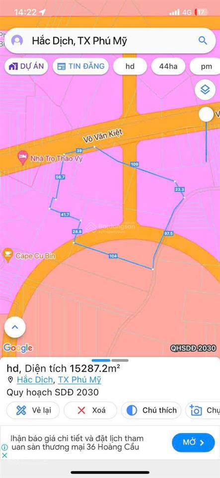 Bán hơn 1,5ha 900m2 tc mặt tiền mỹ xuân ngãi giao, giá 90tỷ. tài 0707 004 ***
