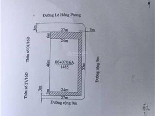 Bán đất mặt đường lê hồng phong  1485m2  mt 27m  3 mặt thoáng  xây cao tầng  142 tr/m2