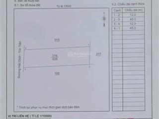 Mặt tiền đường hắc dịch tóc tiên 12x45, 150m tthổ cư