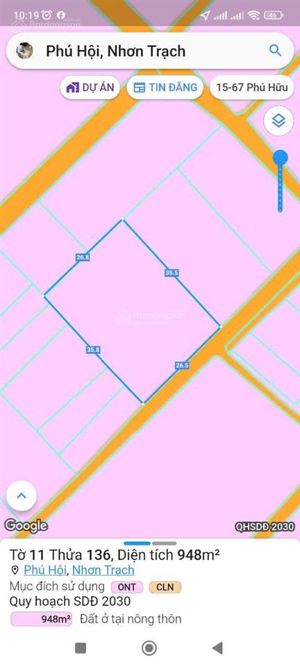 Cần bán mảnh đất biệt thự 948m2 (2736m) có 450m2 thổ. khu dân cư kín, cách vđ3, 25c 3km. giá 6.5tỷ