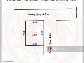 Đất đẹp lô góc 2 mặt tiền nguyên khê đông anh dt60m2 giá hơn 5 tỷ