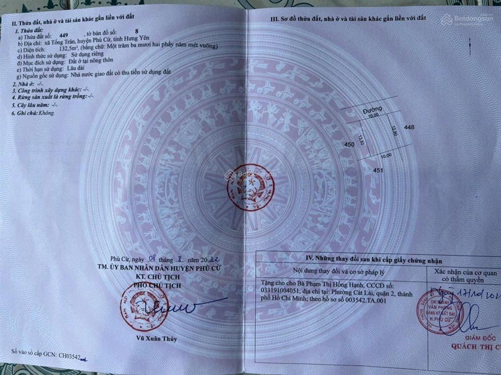 Cần bán lô biệt thự mặt tiền 10m tại đấu giá tống trân, phù cừ nơi có nguồn khoáng nóng