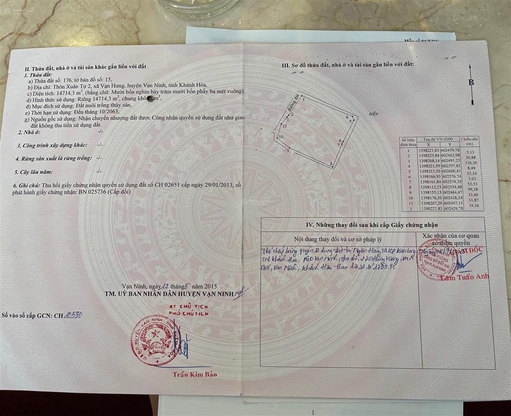 Đất quy hoạch thổ cư mặt đường ven biển vạn lương  ninh hoà bắc vân phong chỉ 3,9 triệu/m2