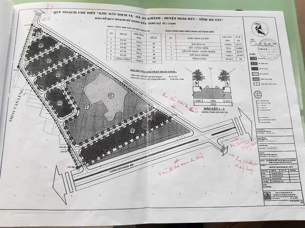 Cần bán suất đất dịch vụ 74,8m2 thôn vân lũng, xã an khánh, hoài đức, hà nội
